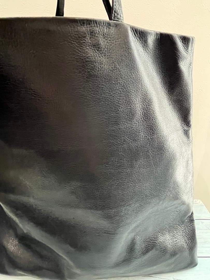 トートバッグ トート シンプル 本革 手作り クラフト 男女兼用　ブラック　一点