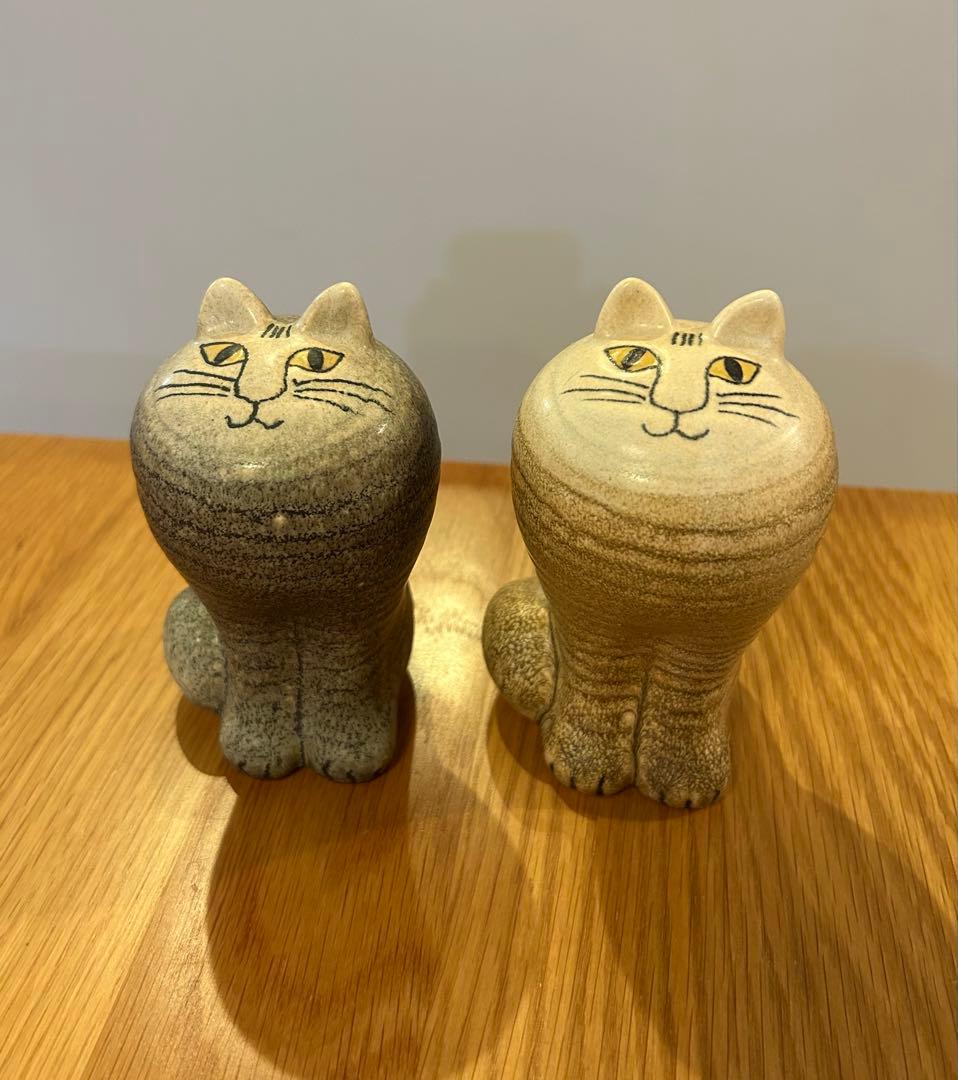 リサラーソン Lisa Larson マヤ 2個 陶器 置き物 ネコ