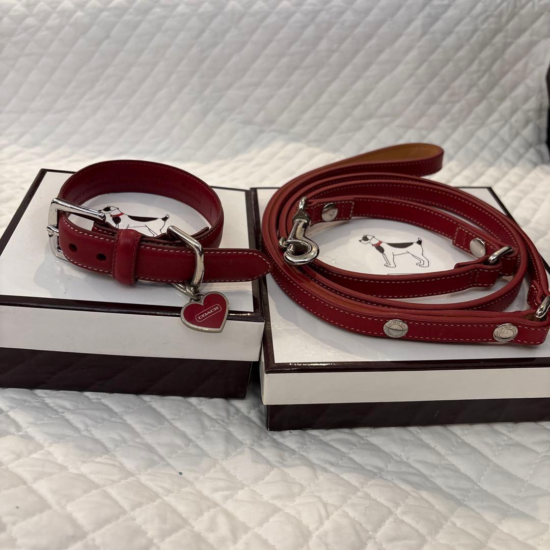 rarayan coach 首輪・リード　オールレザー　レッド