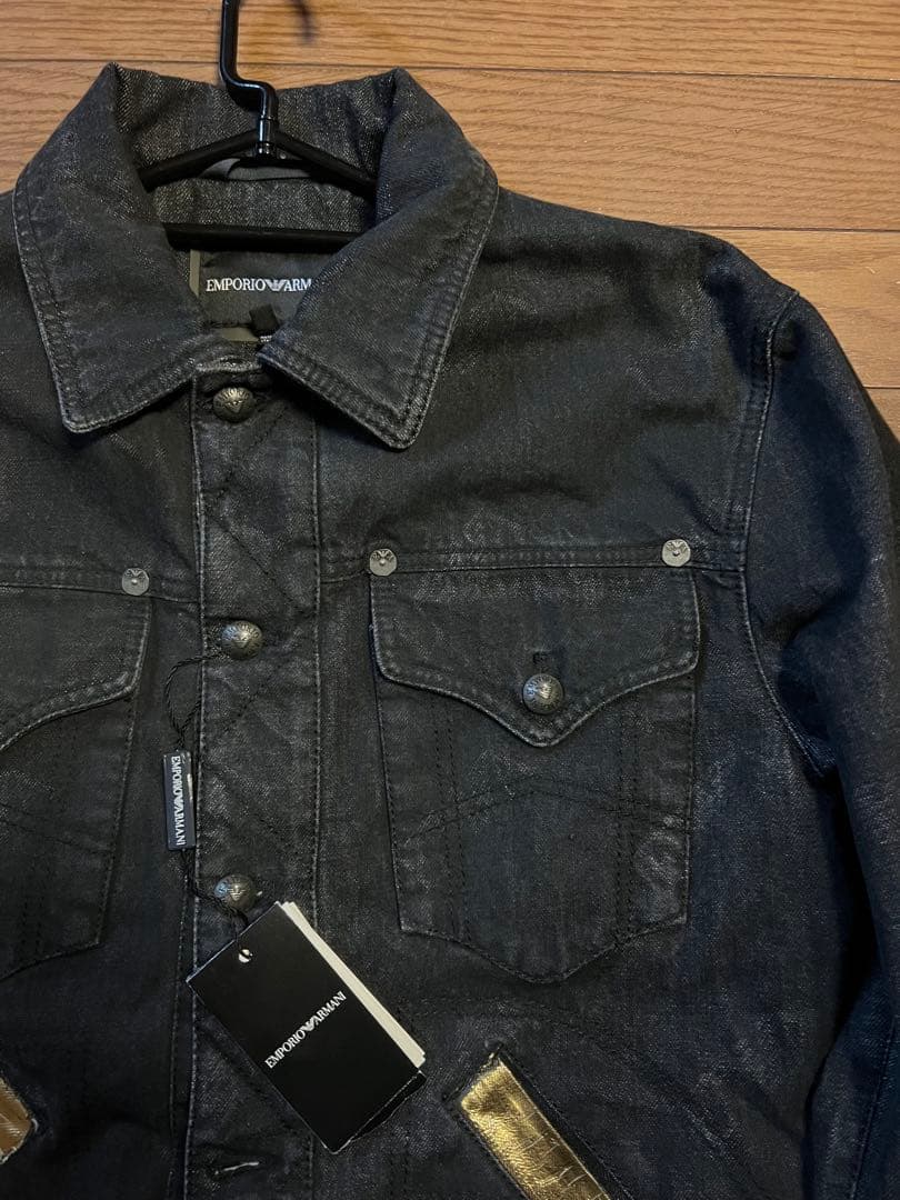 新品 EMPORIO ARMANI ブラックデニムジャケット