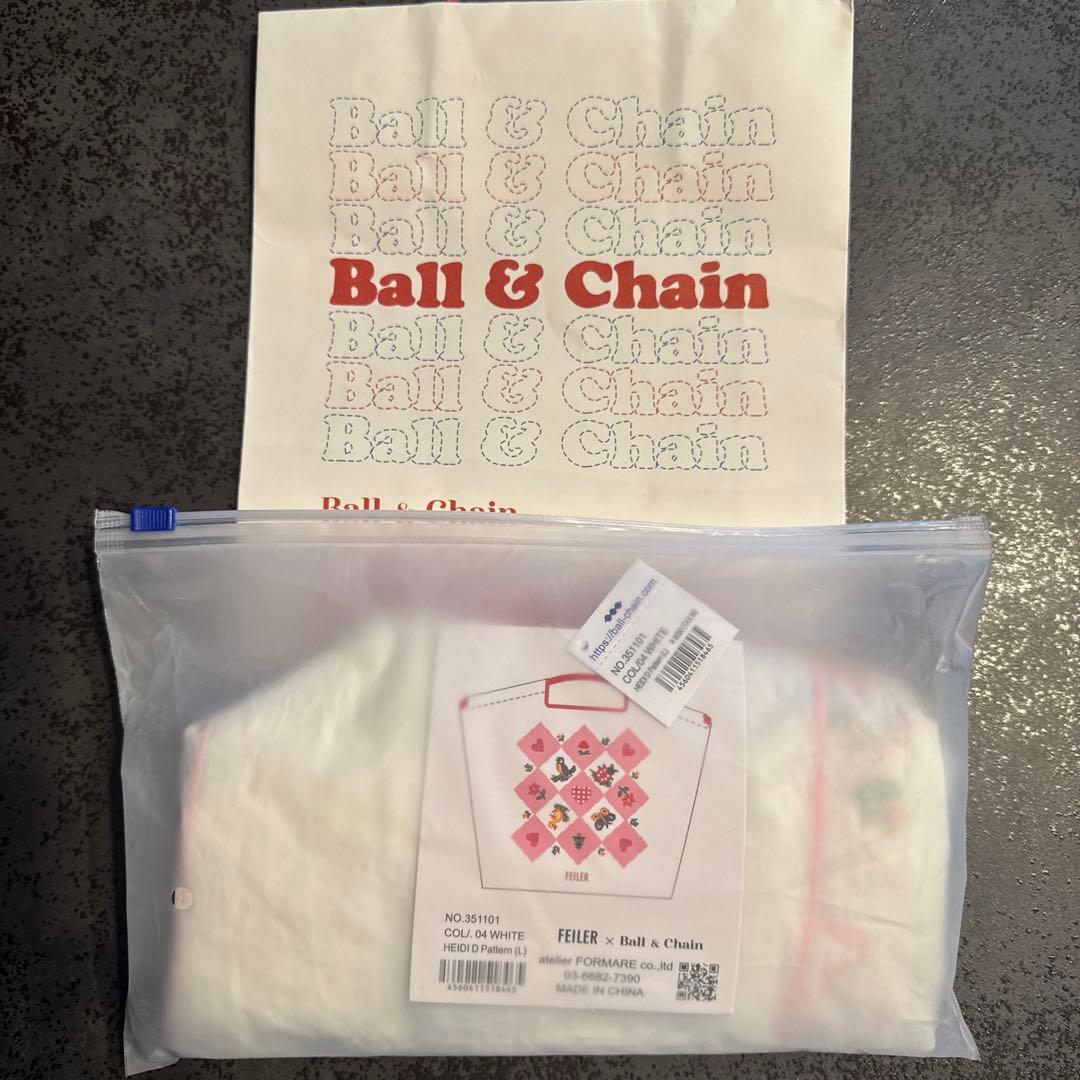 フェイラー　ボールアンドチェーン　チャーミング　ハイジ　エコバッグ　ホワイト　Ｌ