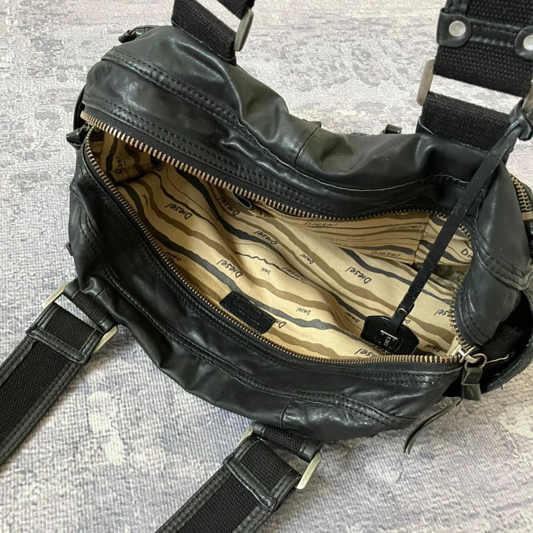 【Y2K】DIESEL l logo leather bag 00S