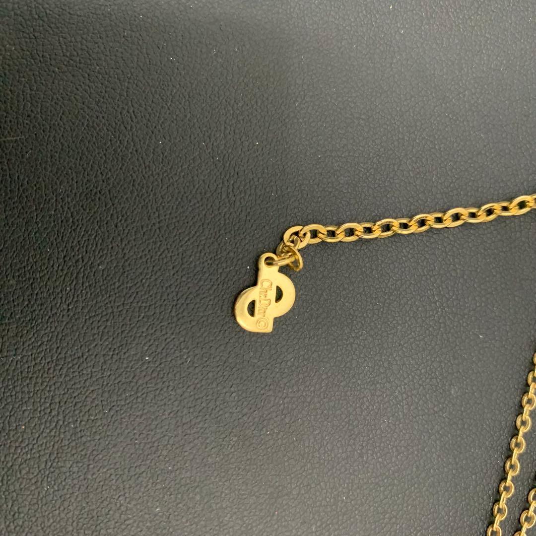 【美品】 Dior ディオール ネックレス ハート ラインストーン ロゴ