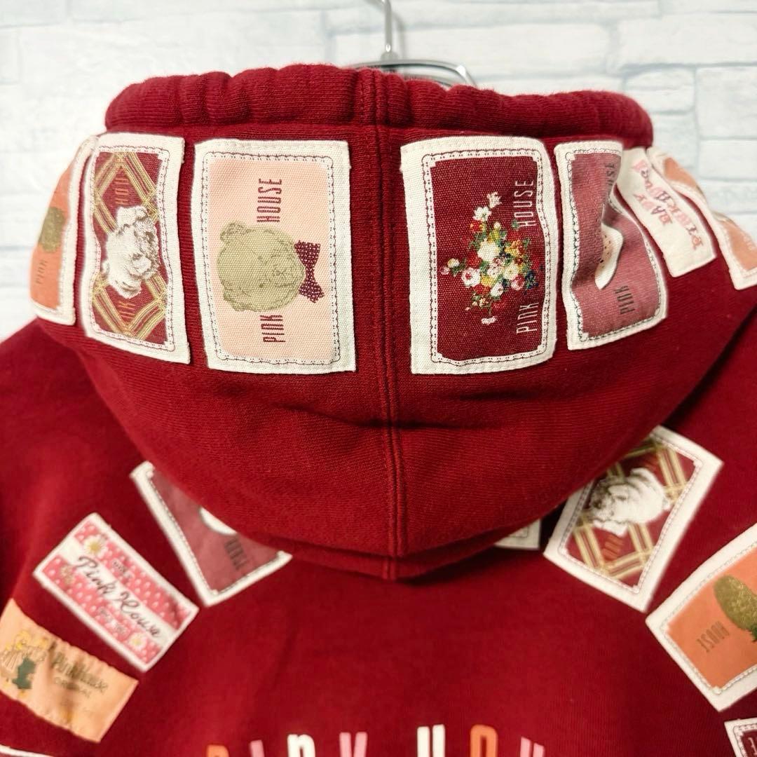 ピンクハウス フルジップ パーカー ワッペン ビッグロゴ レッド L