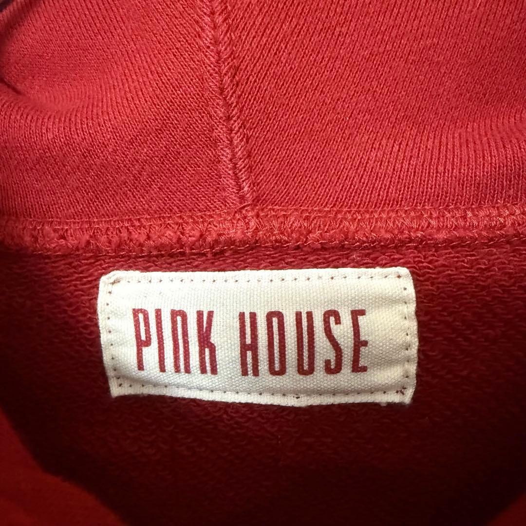 ピンクハウス フルジップ パーカー ワッペン ビッグロゴ レッド L