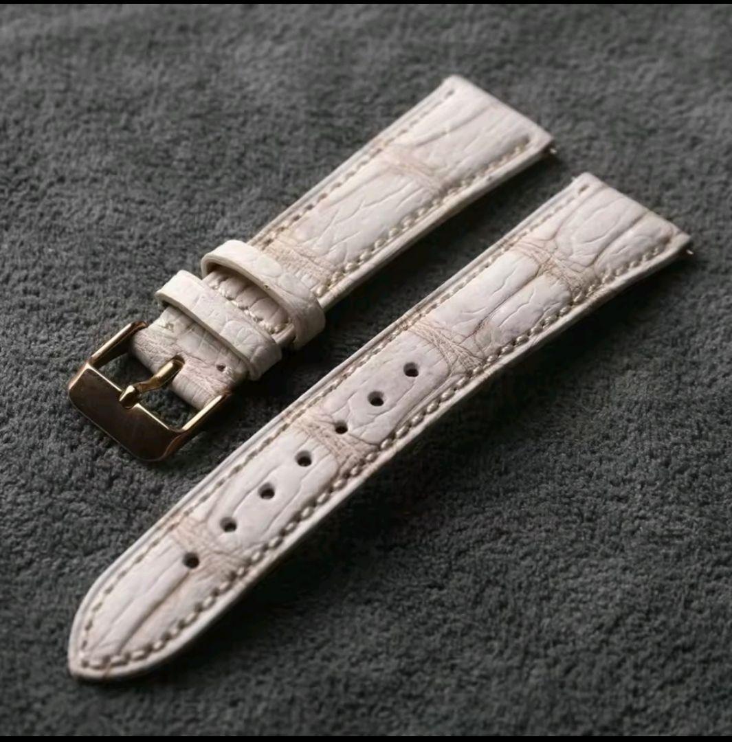 ＊20mm　ワニ革　クロコ　リアルレザー　　ベルト（ホワイト）