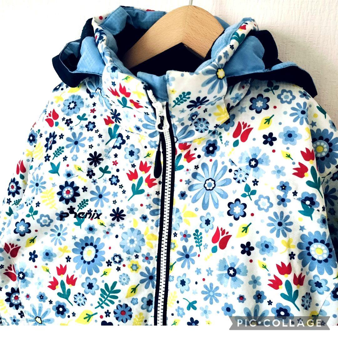 【美品】Phenix ガールズスキーウェア 150上下♡クリスタル花柄×ネイビー