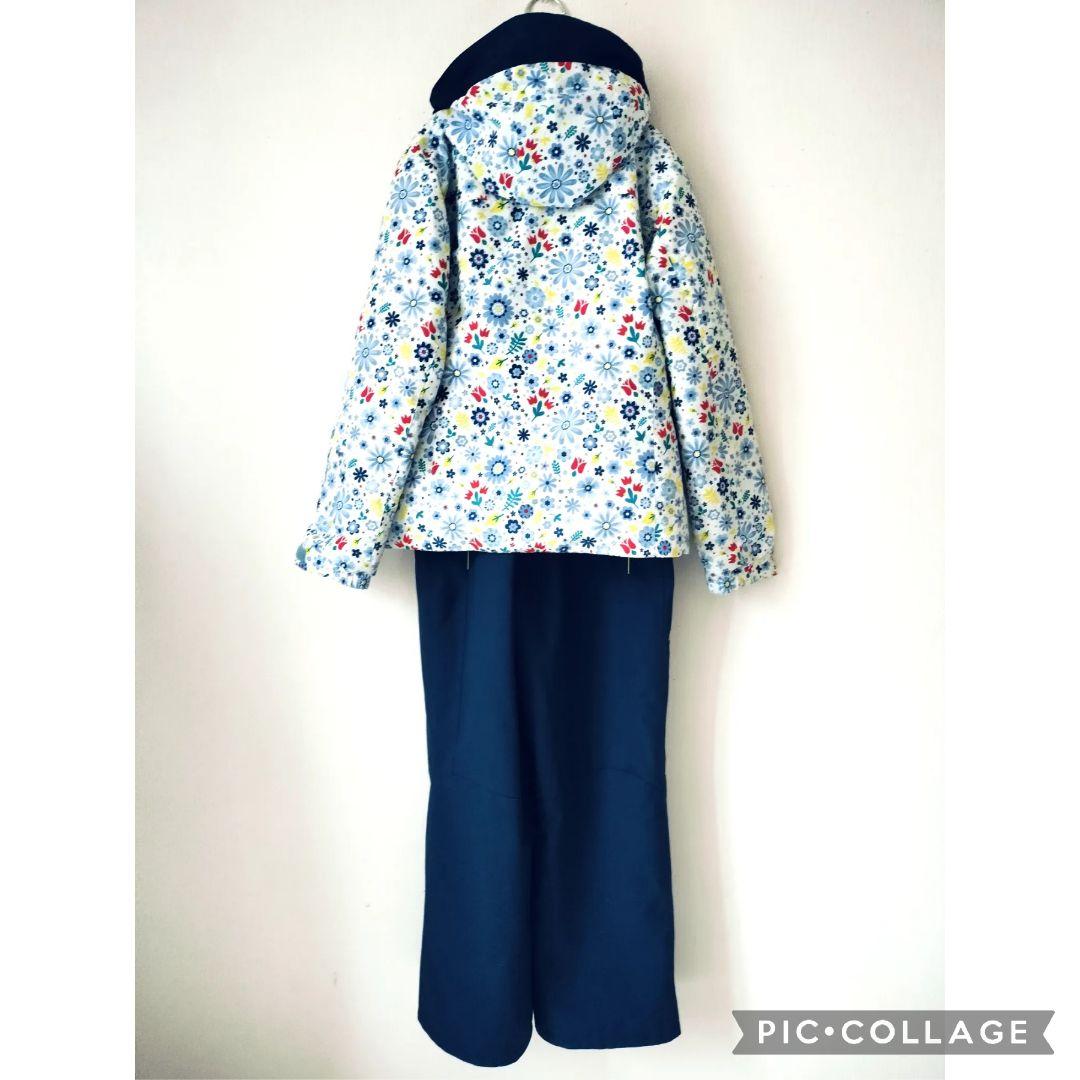 【美品】Phenix ガールズスキーウェア 150上下♡クリスタル花柄×ネイビー