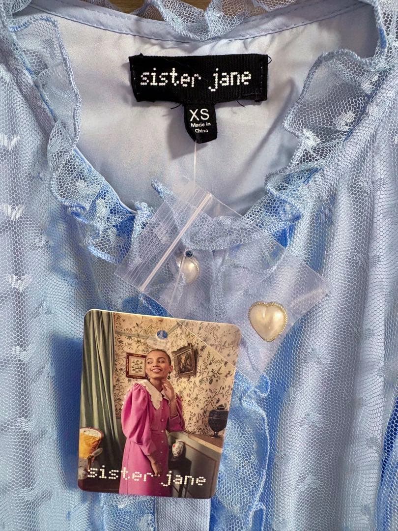 sister jane シスタージェーン 水色 ハート柄 ミニワンピース XS