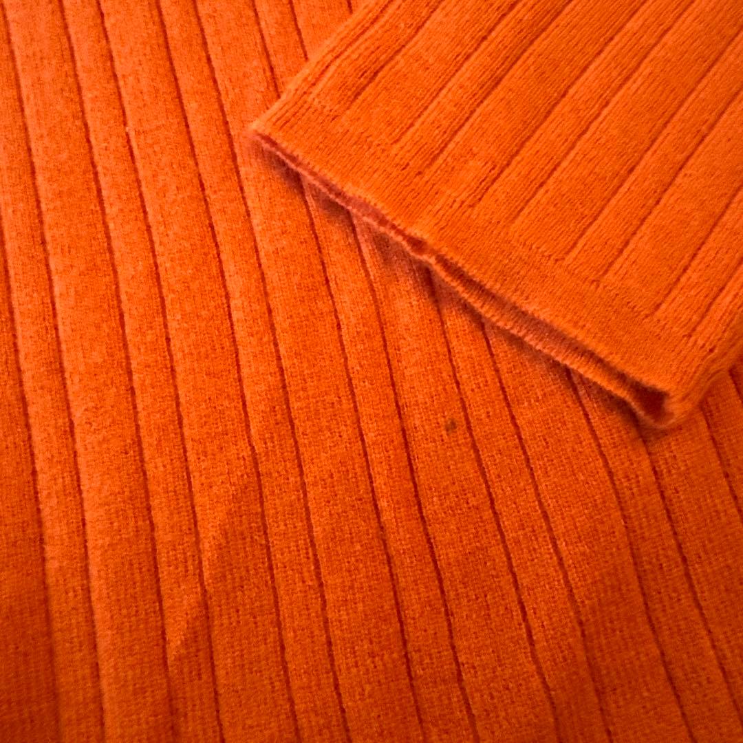 HERMÈS エルメス　オレンジ Vネック リブニット