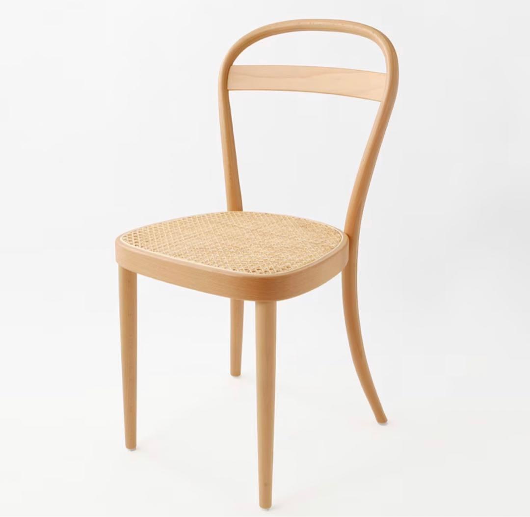 無印　ブナ材曲げ木チェア　藤、ラタン