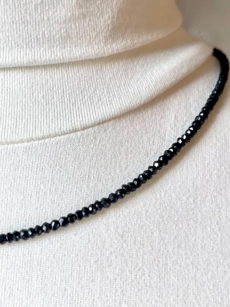 ブラックダイヤモンドネックレス 8g 金具シルバー925刻印 長期保存品