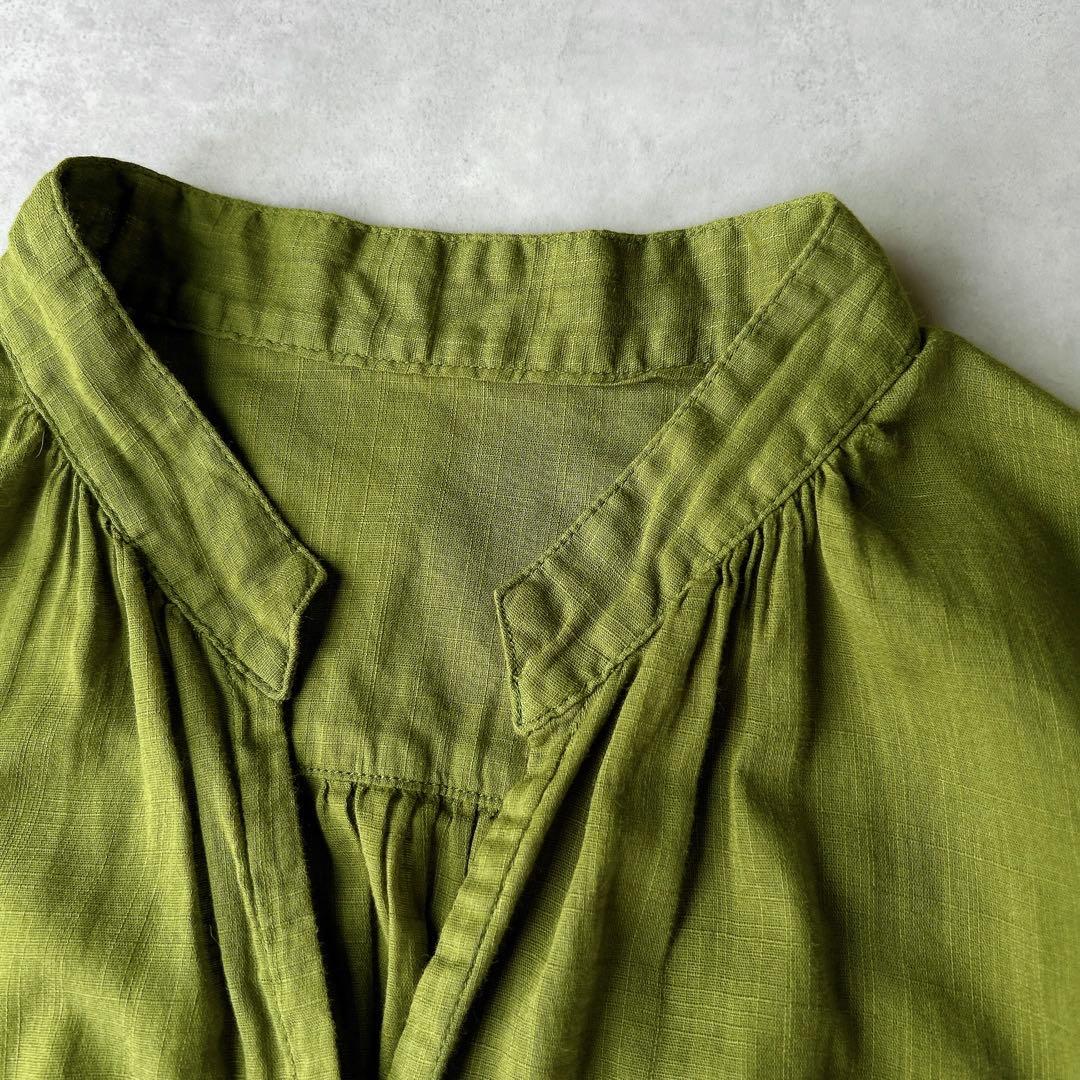 群言堂 根々 石見銀山 綿麻 リネン チュニック　シャツ　スキッパー　グリーン