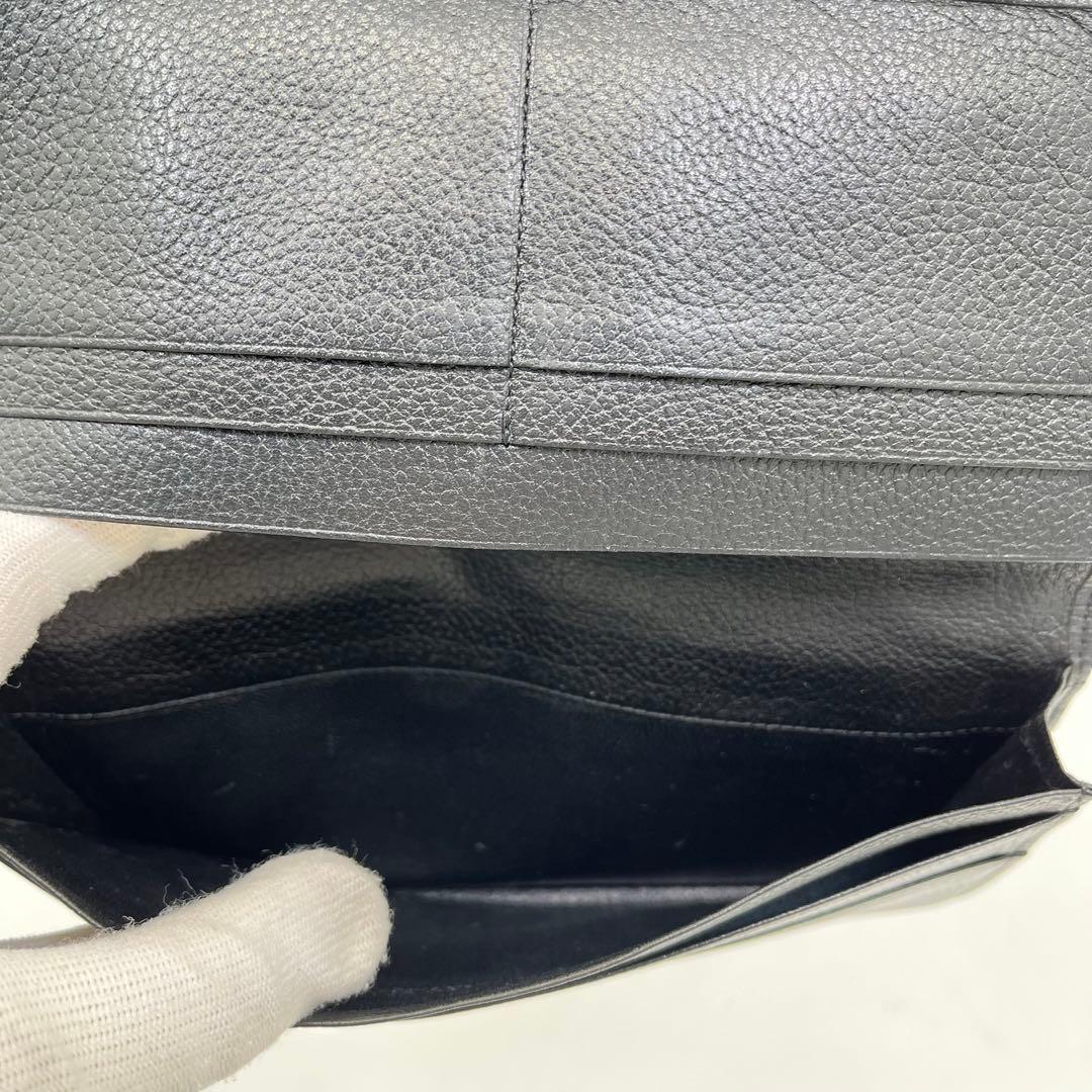 イヴサンローラン 長財布 フラップ 折りたたみ カサンドラ YSLロゴ 黒 本革