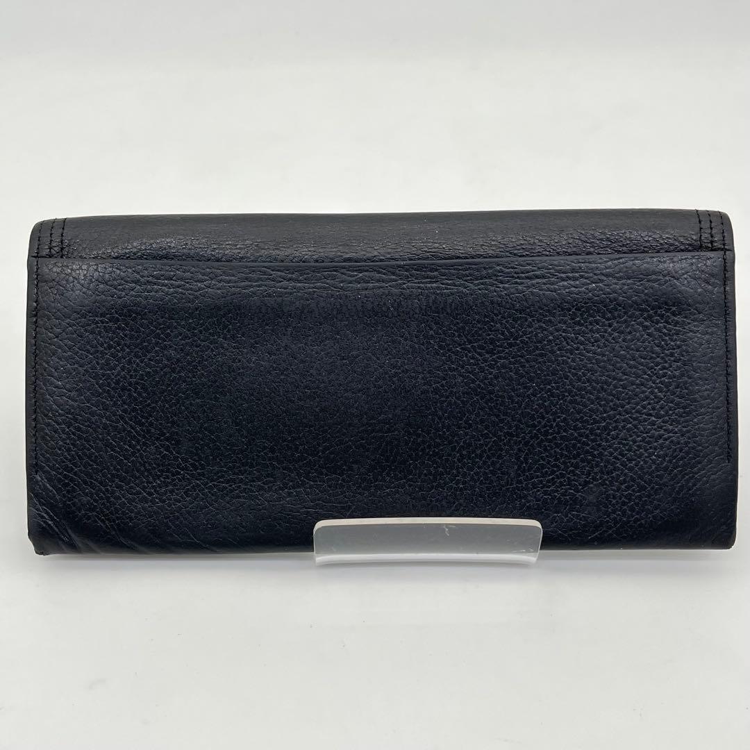 イヴサンローラン 長財布 フラップ 折りたたみ カサンドラ YSLロゴ 黒 本革