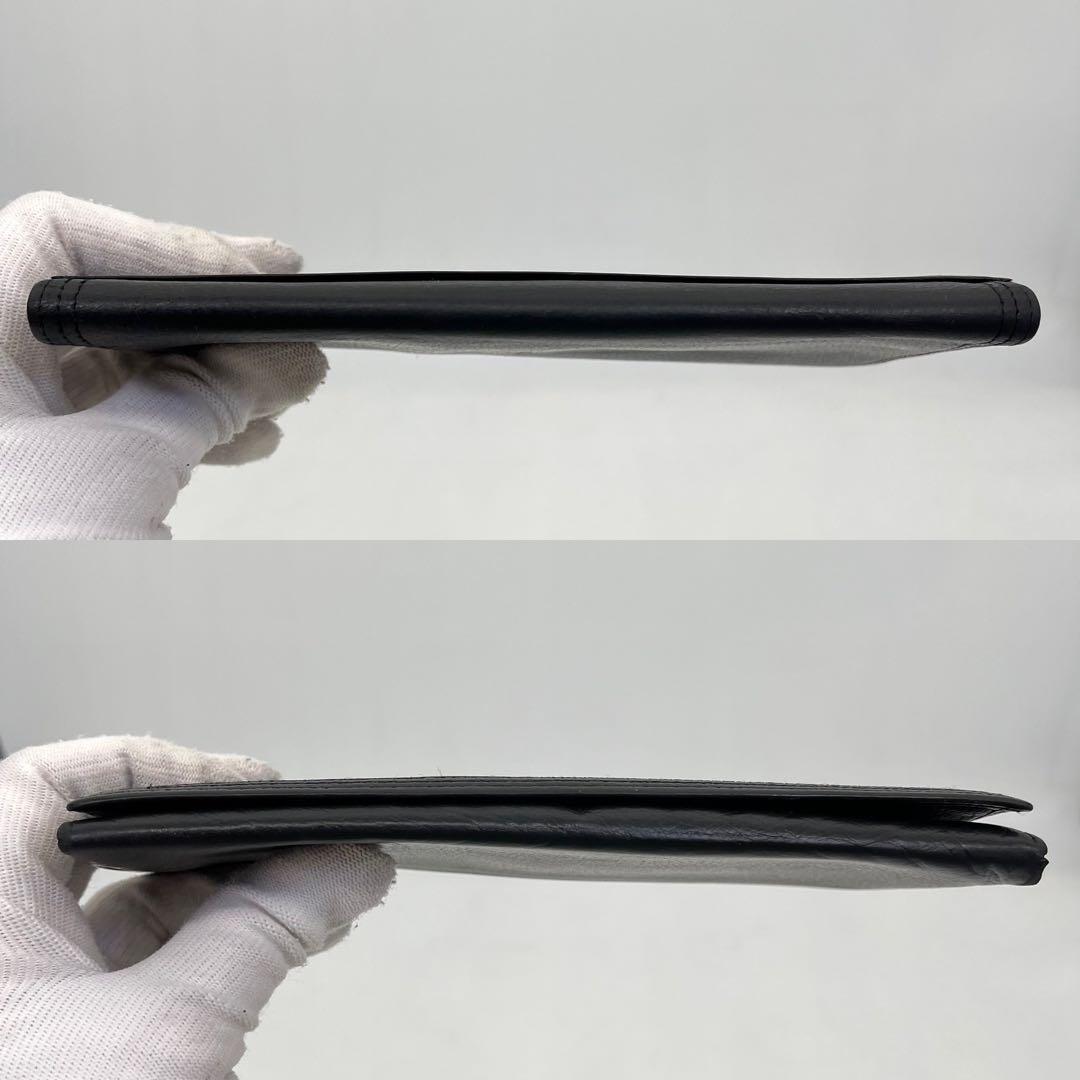 イヴサンローラン 長財布 フラップ 折りたたみ カサンドラ YSLロゴ 黒 本革