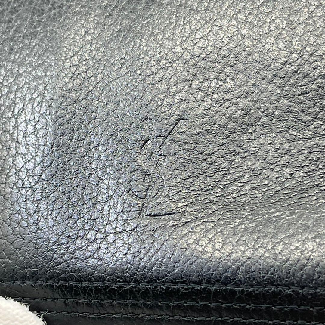 イヴサンローラン 長財布 フラップ 折りたたみ カサンドラ YSLロゴ 黒 本革