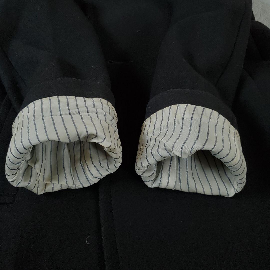 23区 イタリア製 カシミヤ混生地 黒 ピーコート チンストラップ付き 38