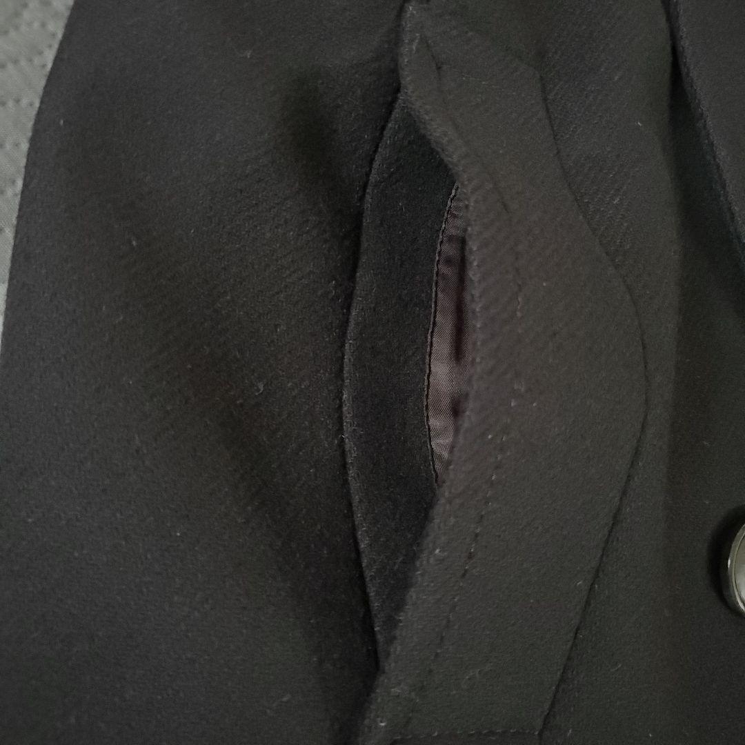 23区 イタリア製 カシミヤ混生地 黒 ピーコート チンストラップ付き 38