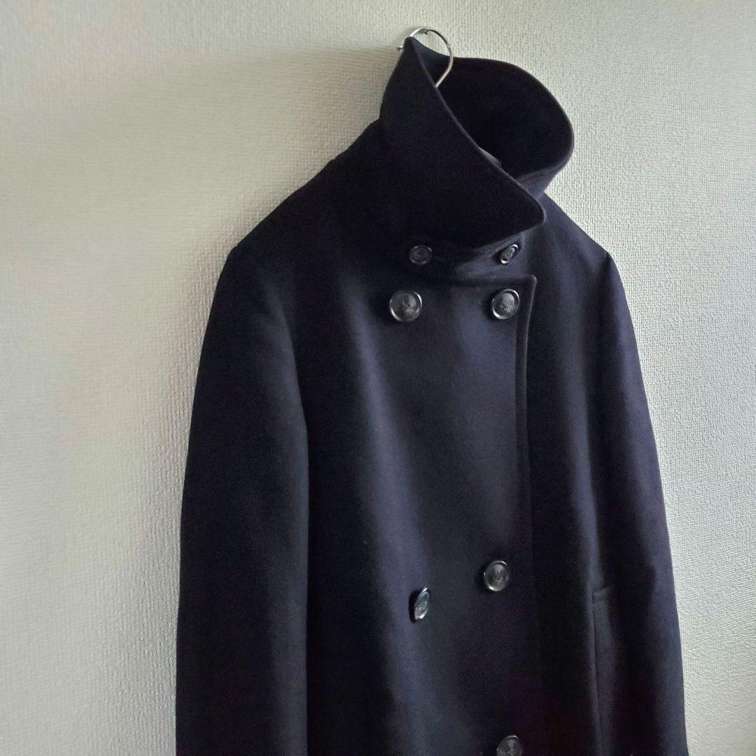 23区 イタリア製 カシミヤ混生地 黒 ピーコート チンストラップ付き 38