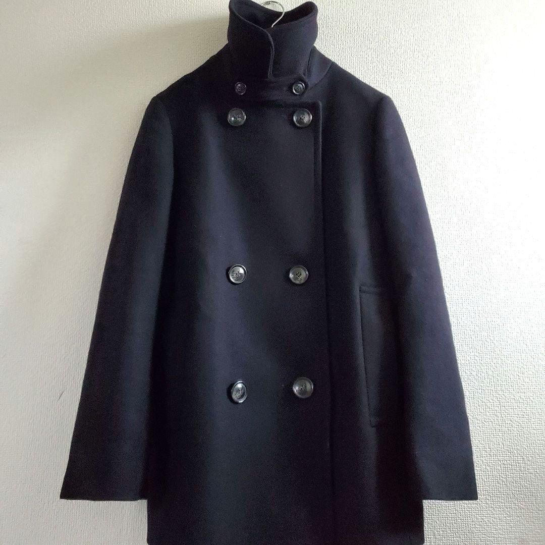 23区 イタリア製 カシミヤ混生地 黒 ピーコート チンストラップ付き 38
