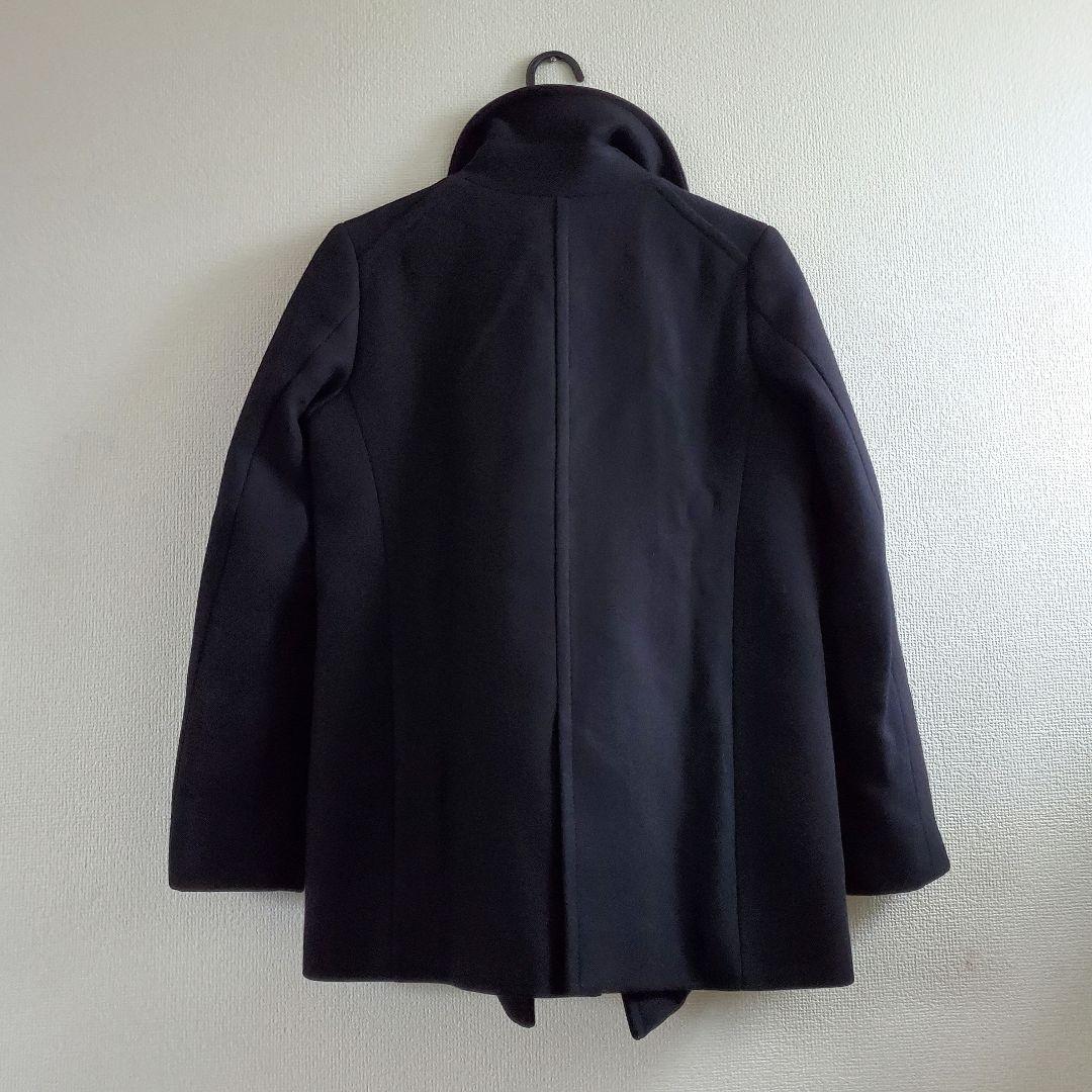 23区 イタリア製 カシミヤ混生地 黒 ピーコート チンストラップ付き 38