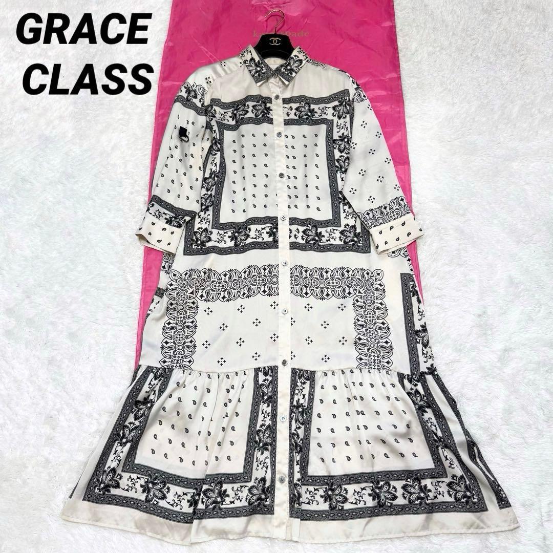 【即完売品 】グレースコンチネンタル バンダナコンビプリントワンピース 36