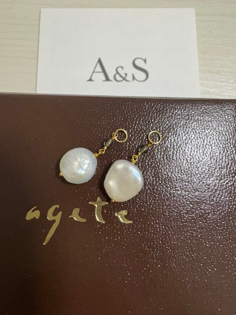 未使用 agete K10パールピアスチャーム