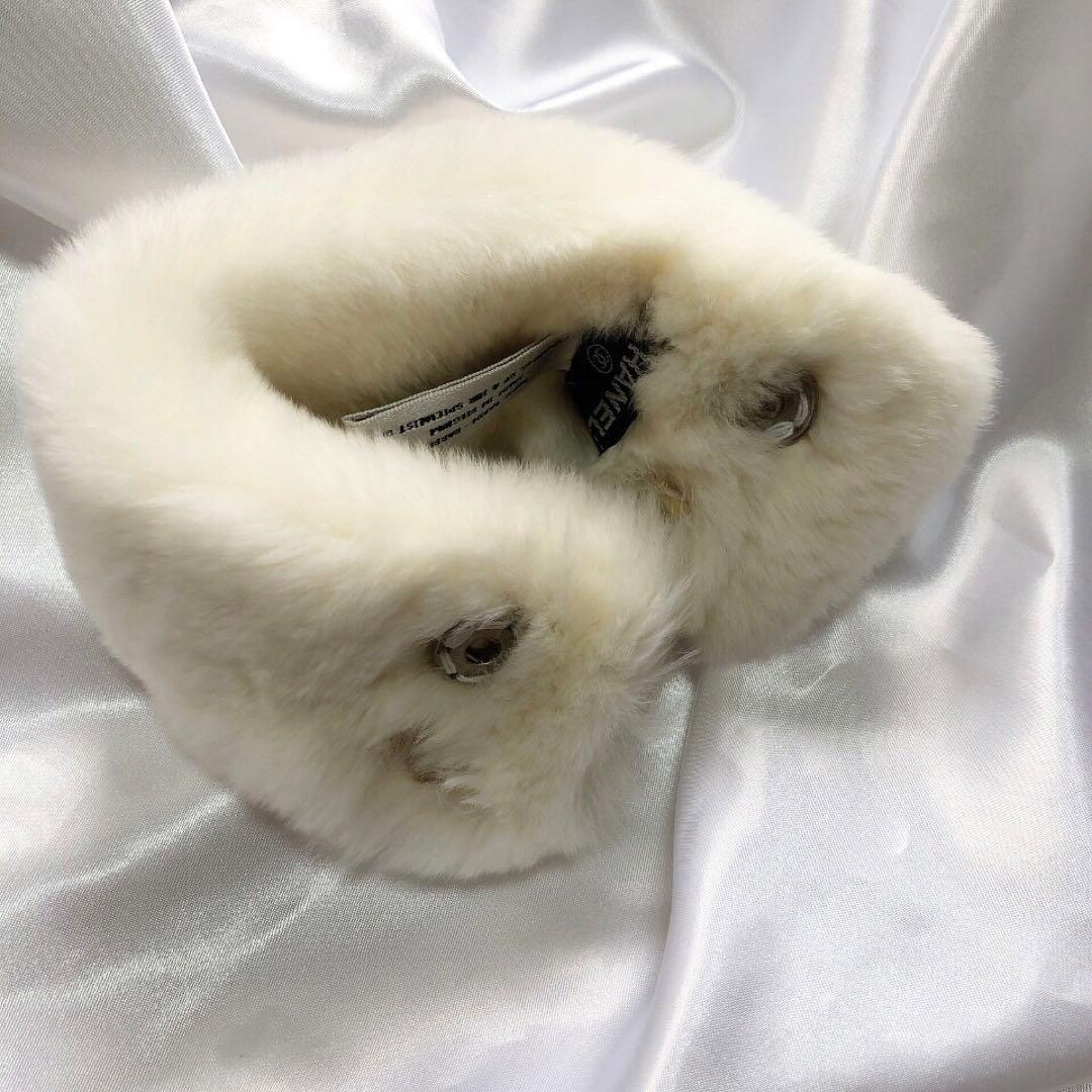 【美品】CHANEL シャネル リストバンド リアルファー ラビット 白