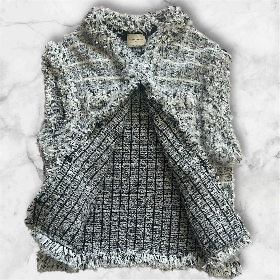 定価3.3万ユナイテッドアローズ ミックスチェック ツイード ニットベスト ジレ