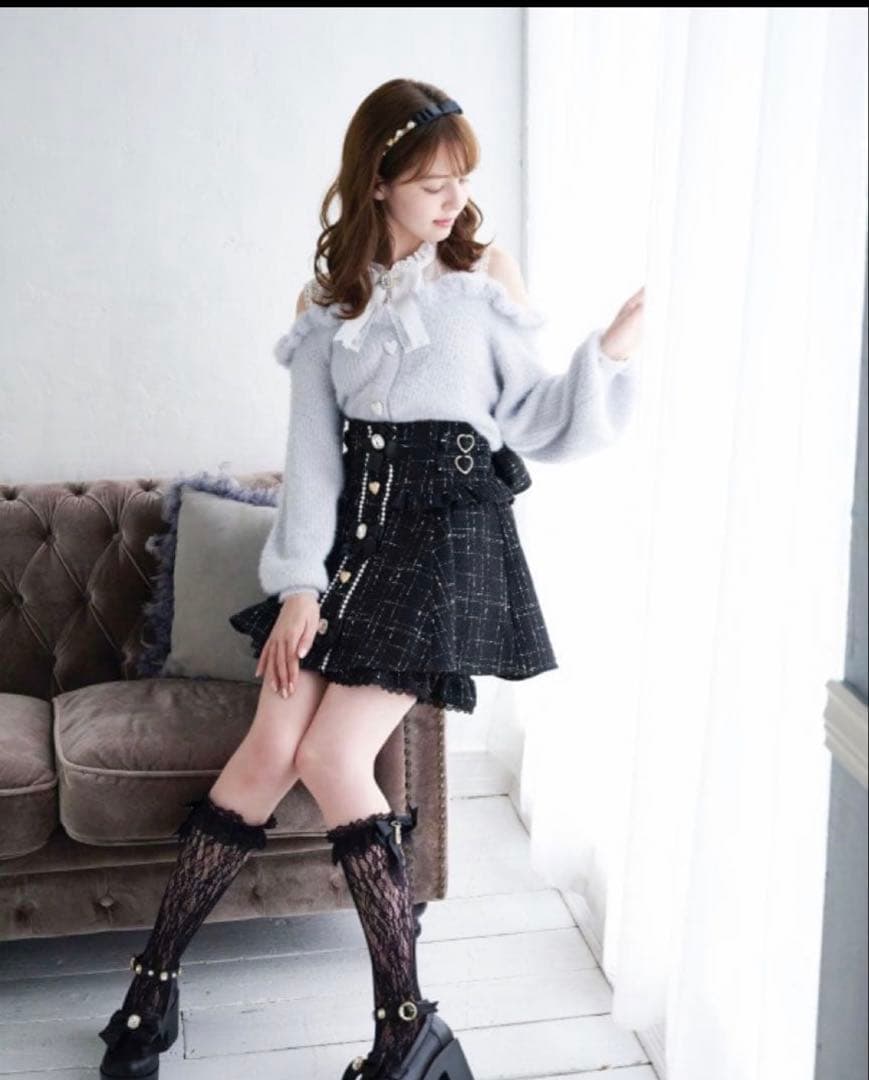 LIZ LISA リズリサツイードサスペンダー付 スカパンブラック