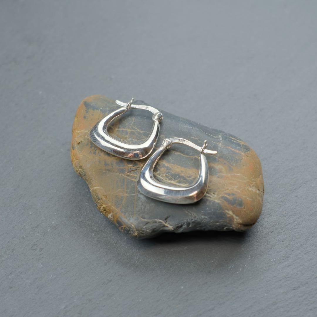 シルバー925 Silver スクエアフープピアス/軽研磨仕上げ/両耳