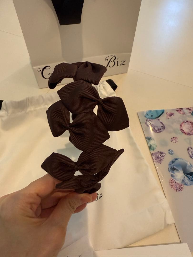コンプレックスビズ　カチューシャ　グログランリボンシンメトリーHB ブラウン
