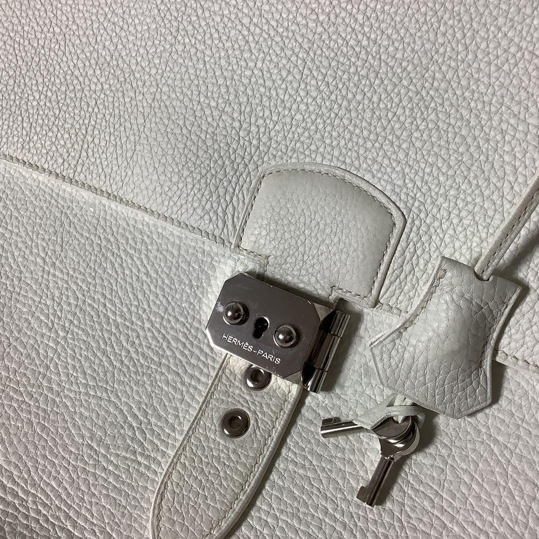 HERMES エルメス　ホワイト　レザー ビジネス　バッグ　メンズ　レディース