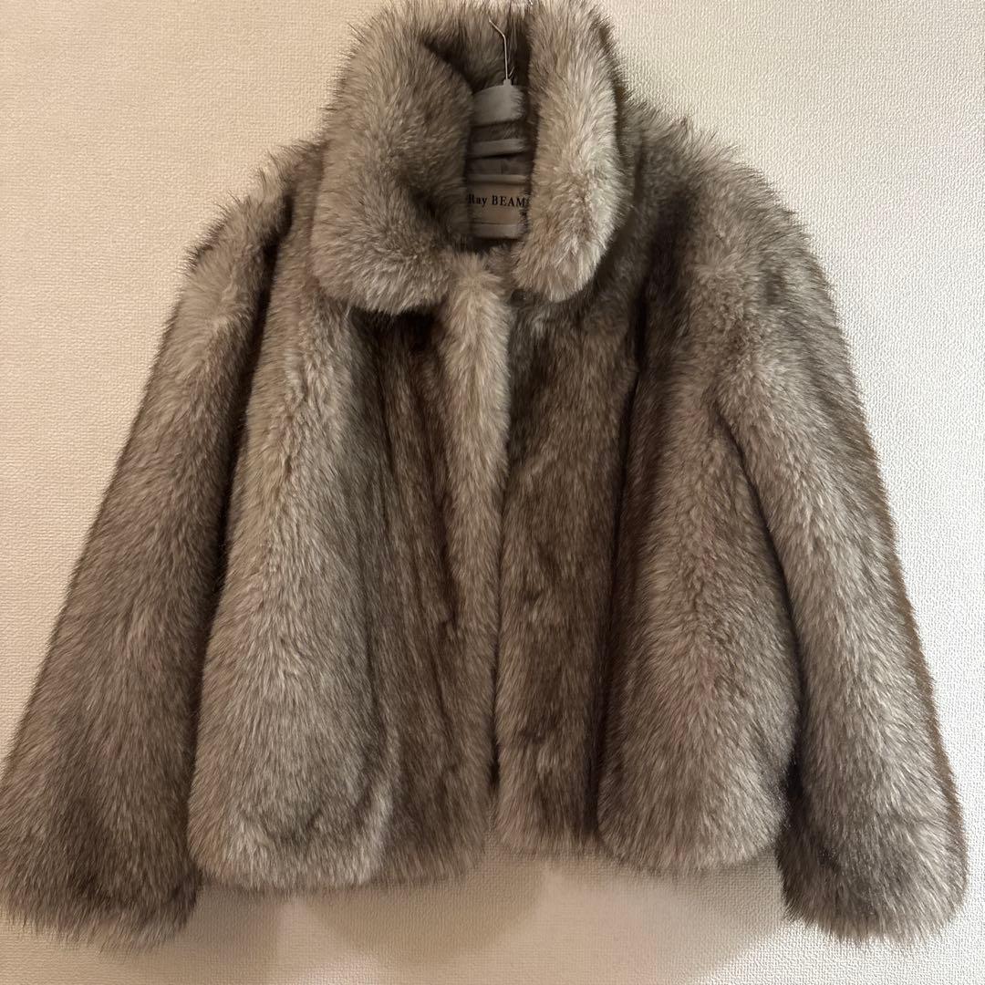 値下げ⭐︎今季Ray BEAMSフェイクファー ショート ブルゾン グレー