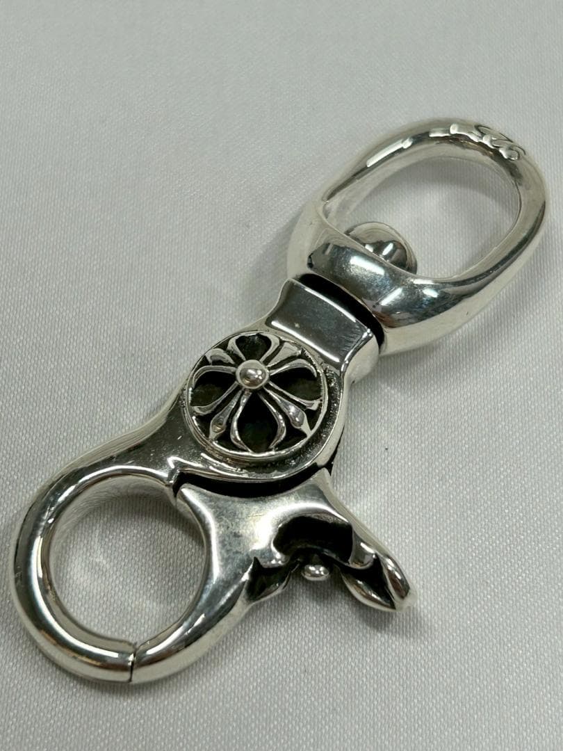 シルバー925刻印キーチェーン キーリングカラビナ【匿名配送】ポーチクロス付