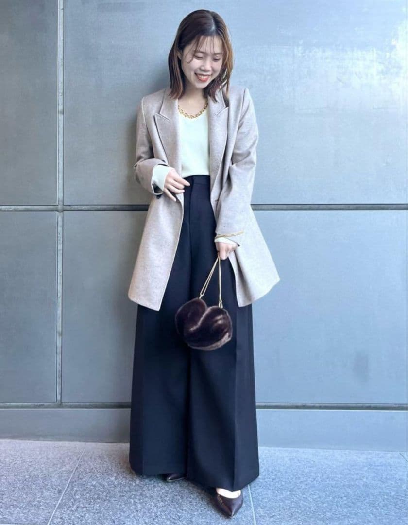 新品】定価57,200円　NOBLE カラーネップウールピークドマキシジャケット