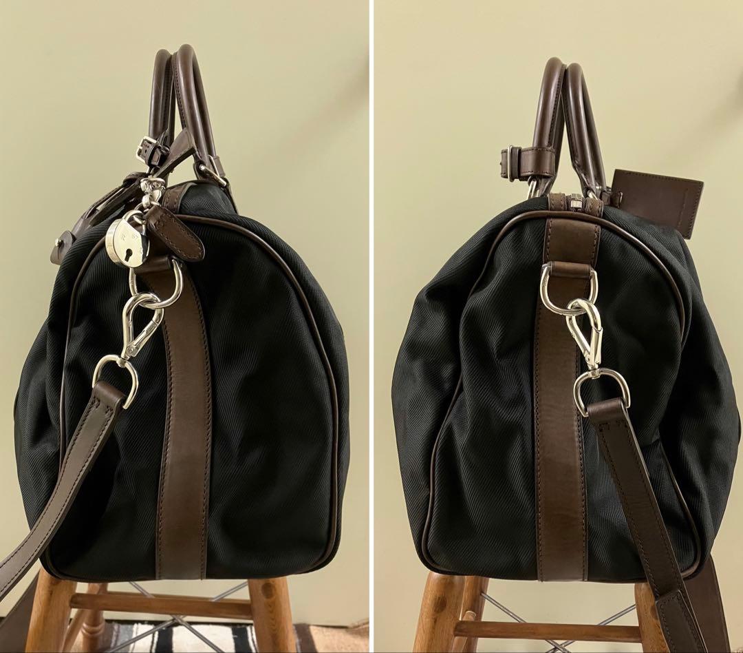 【Ralph Lauren】黒×茶 ナイロン×レザー リッキー ボストンBAG