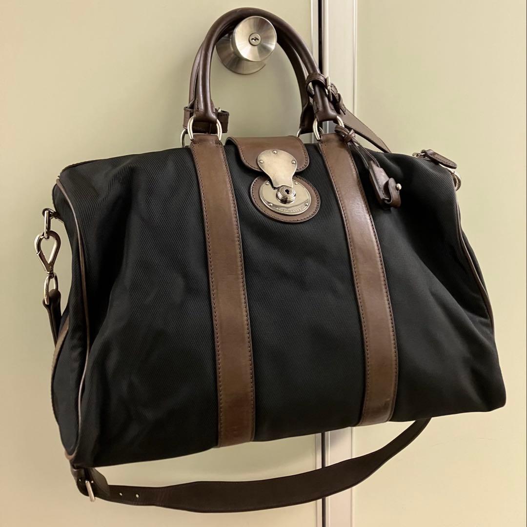 【Ralph Lauren】黒×茶 ナイロン×レザー リッキー ボストンBAG