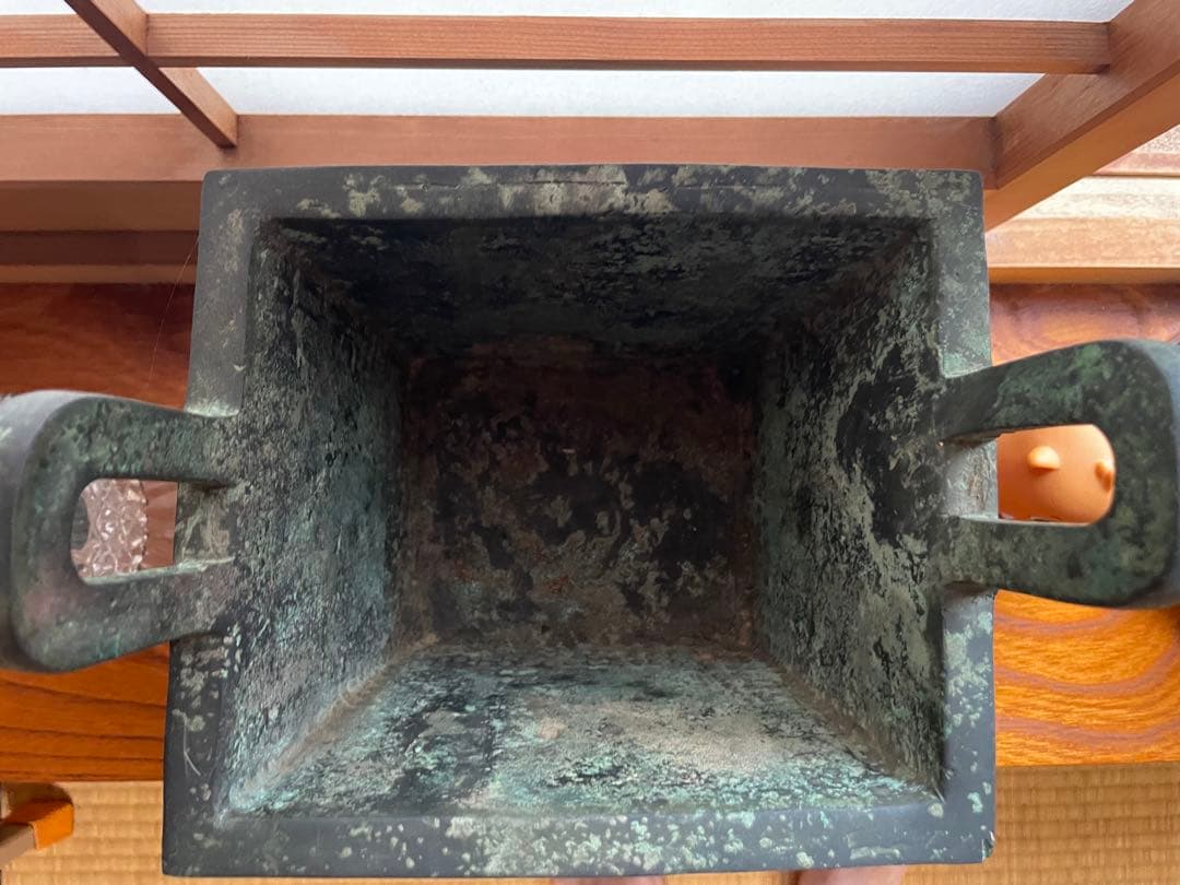 【値下げしました】中国風 青銅器 方鼎 骨董調 レプリカ インテリア置物