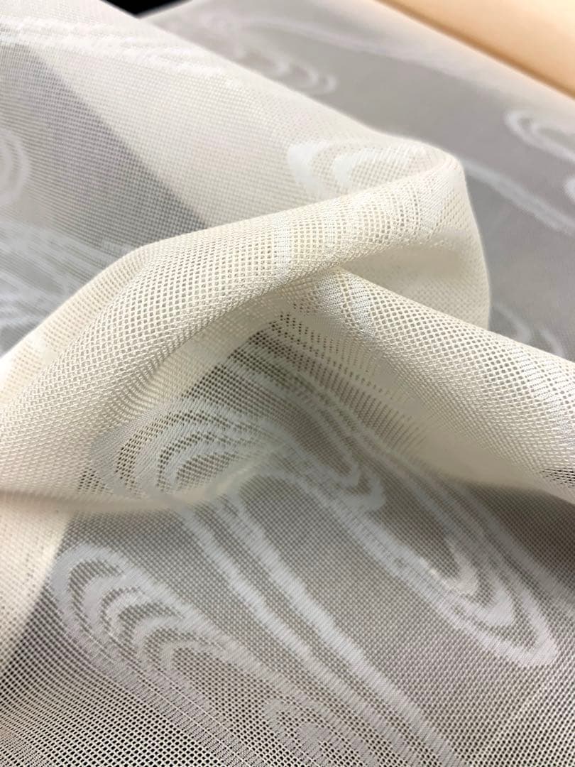 紋紗長襦袢 流水文様 アイボリー色 正絹 反物 TN