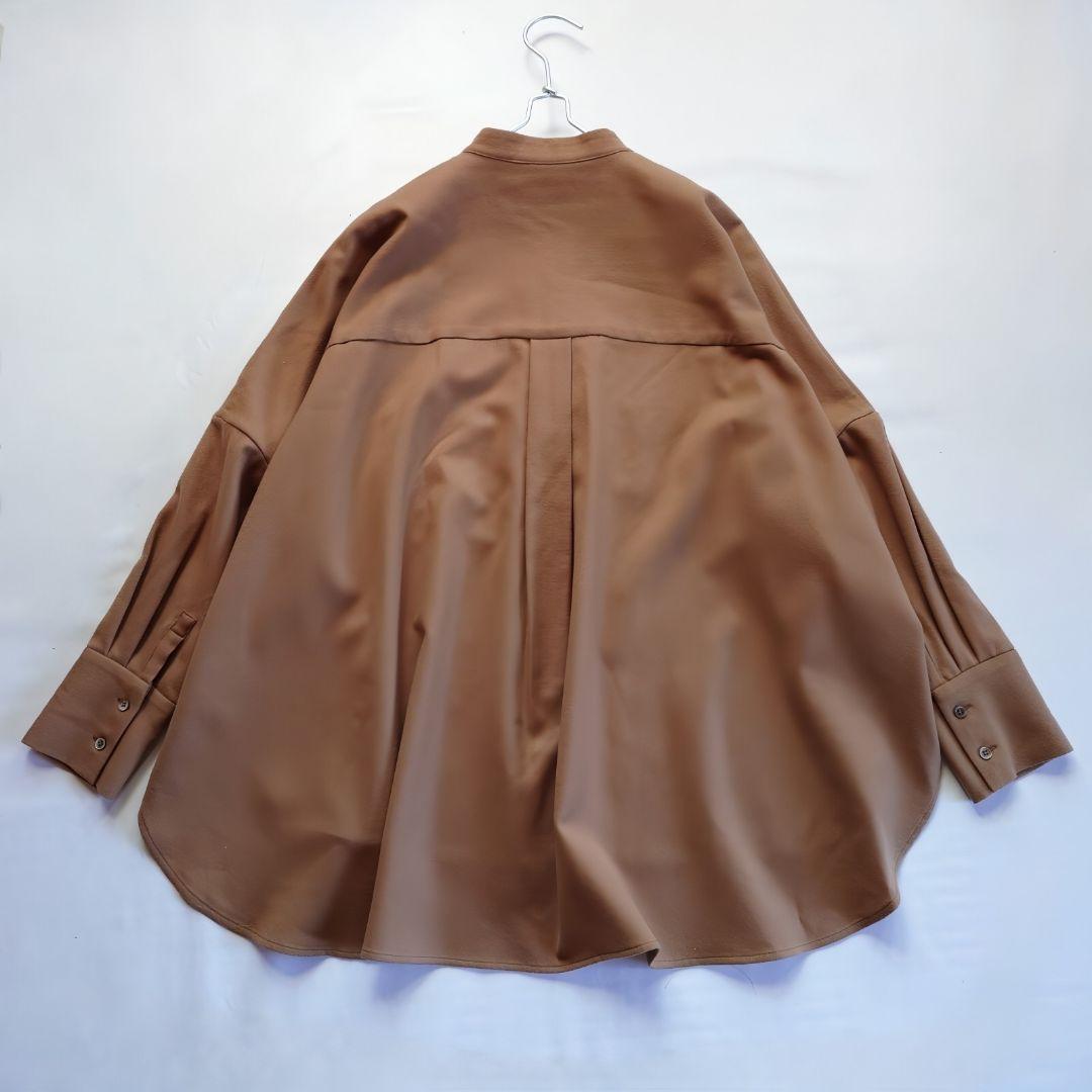 ☘️新品 サクラ SACRA ウール バンドカラー 茶色系 M 長袖 きれいめ