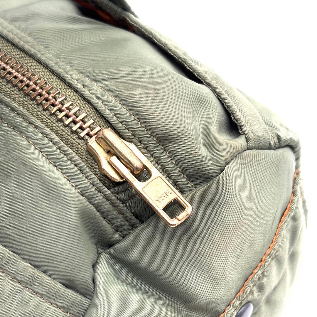 極美品 ポーター タンカー ミニボストン ダッフルバッグ ロゴ セージグリーン