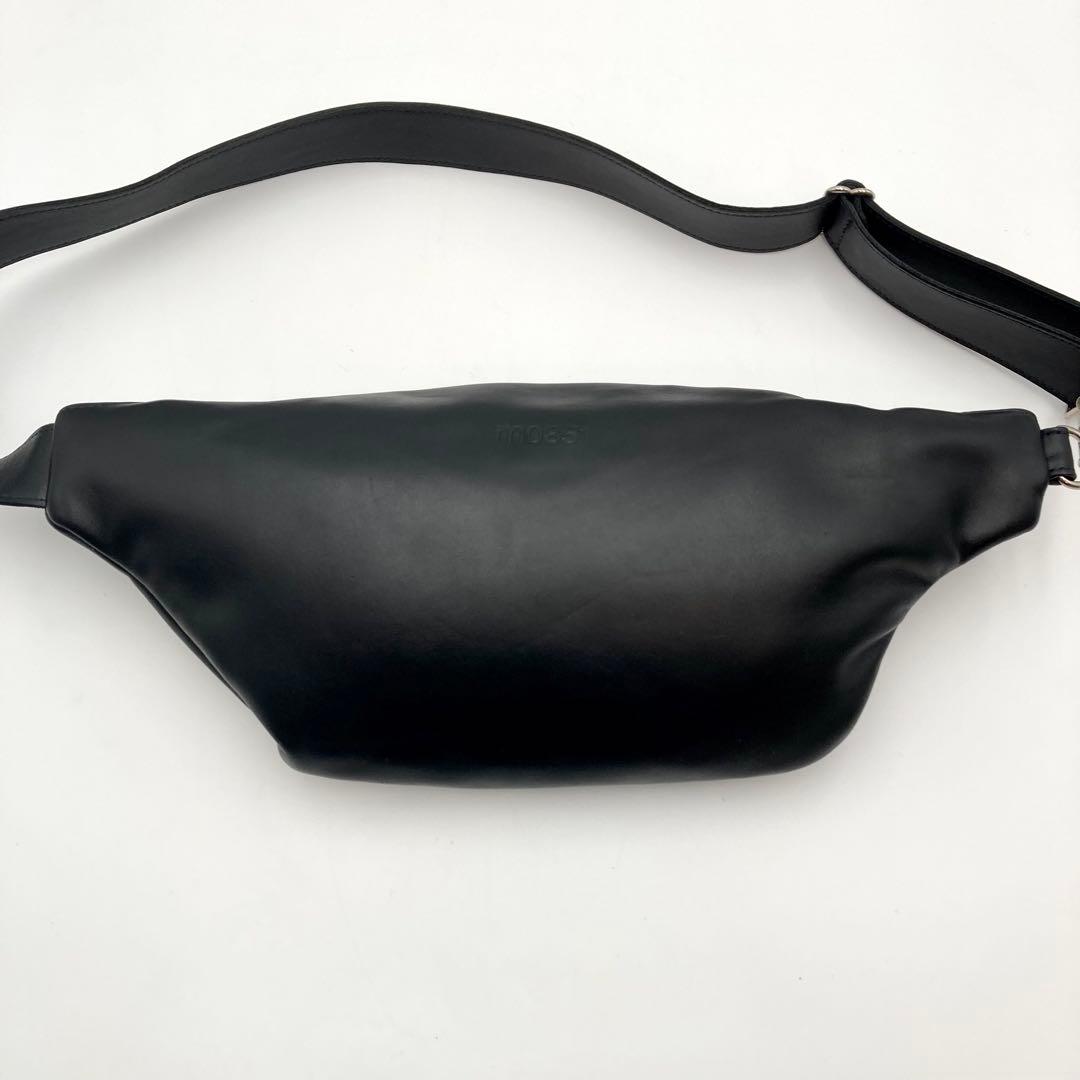 ちょろっぺ✨ m0851 ウエスト&ボディバッグ アニリンレザー 黒 男女