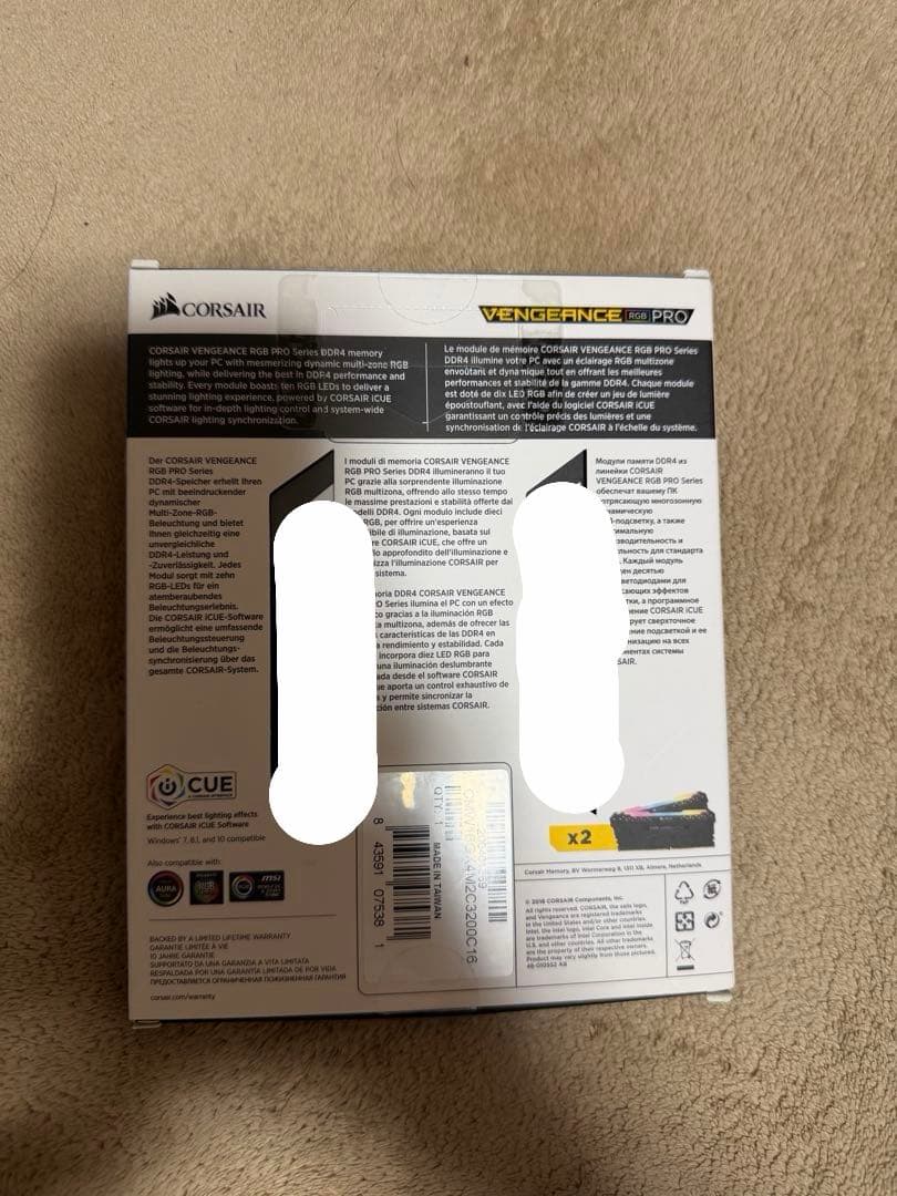 メモリー Corsair Vengeance RGB PRO 16G 3200MHz