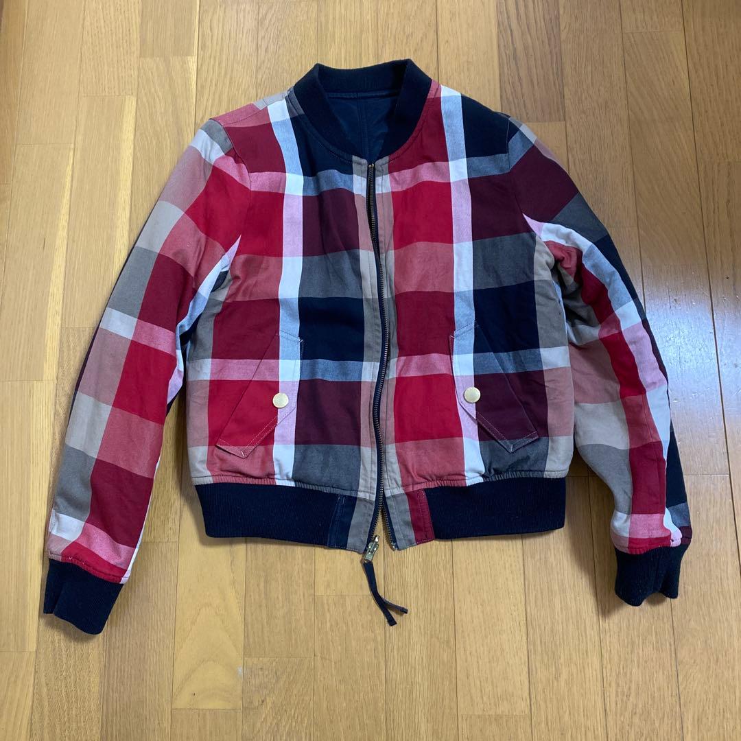 リバーシブルブルゾン レディース　黒　チェック