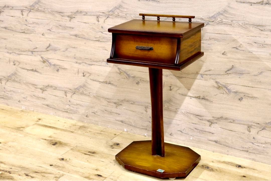 GMIS118A○曙工芸製作所 電話台 飾り台 レトロ 花台 収納 木製 ア