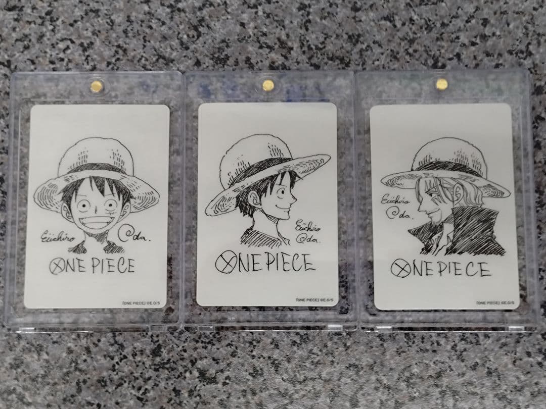PSA10 鑑定向け 未鑑定 素体 ルフィ 尾田先生描き下ろしイラスト ３枚組