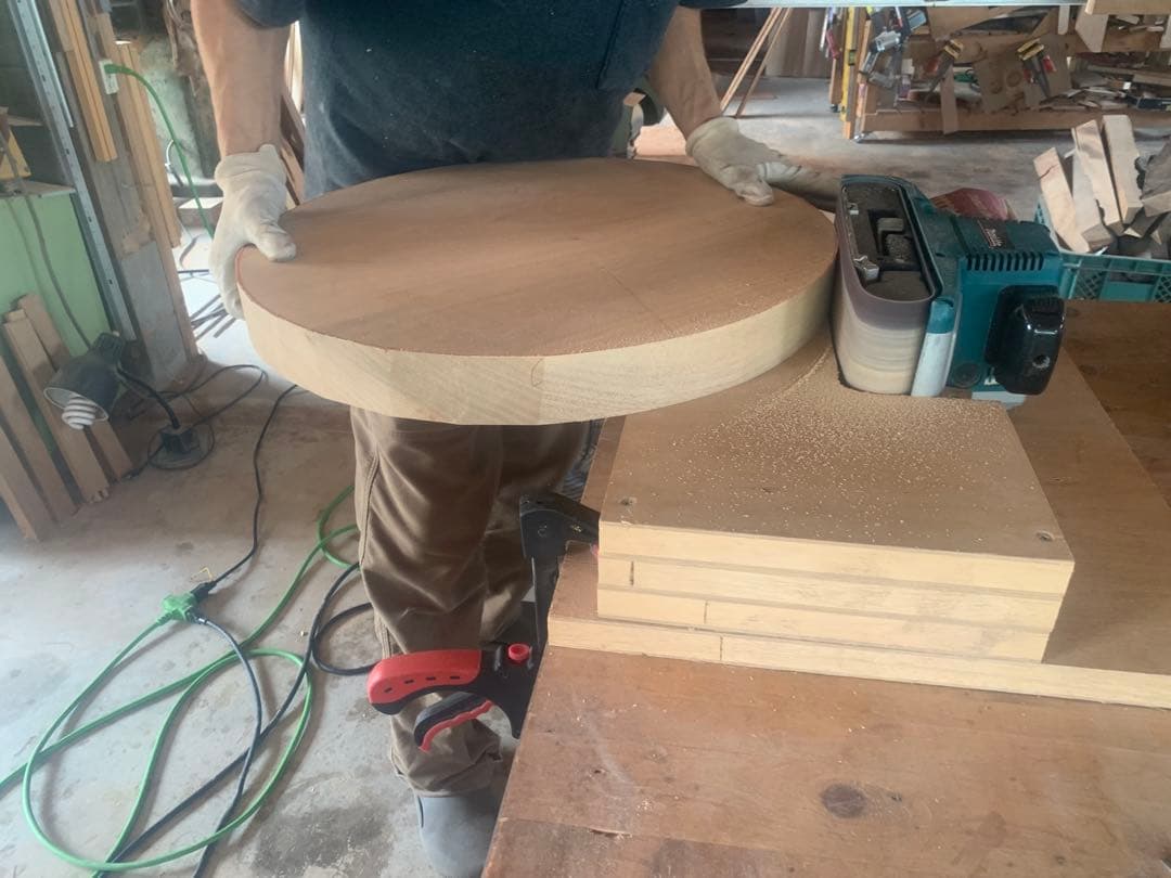 ☆ぺんぎん☆楠円形飾り台、桧片側耳付棚板オーダー製作●確認