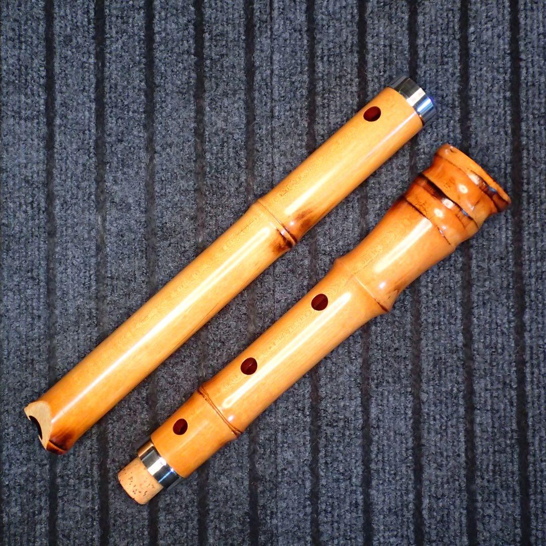 尺八 銘木 (楓)蝴蝶 曲管 1尺９寸(C♯管)